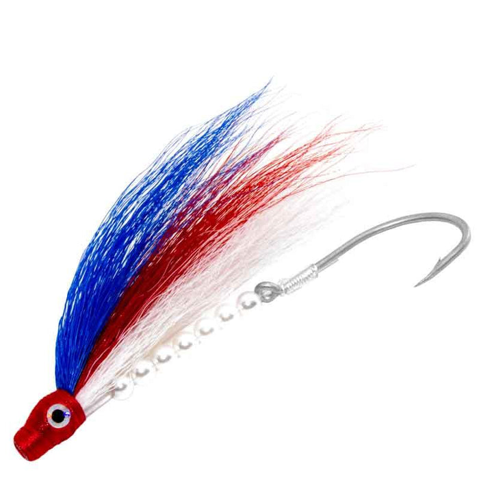 Salmon Fly - Blue/Red/White - Pearl Bead